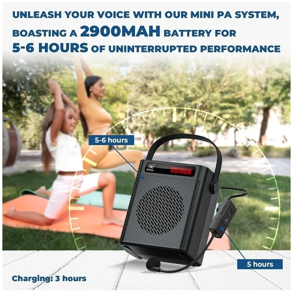 New WinBridge S93 Voice Amplifier-UHF Wireless Microphone-30W Amplification